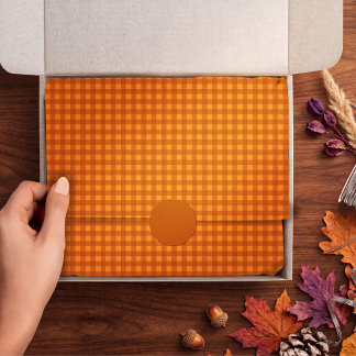 Papel De Seda Calabaza Clásica de Otoño Gingham Cuadro Vichy