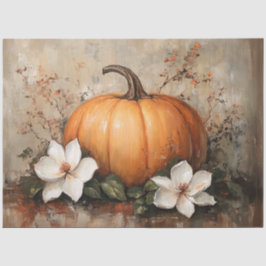 Papel De Seda Calabaza con flores de magnolia