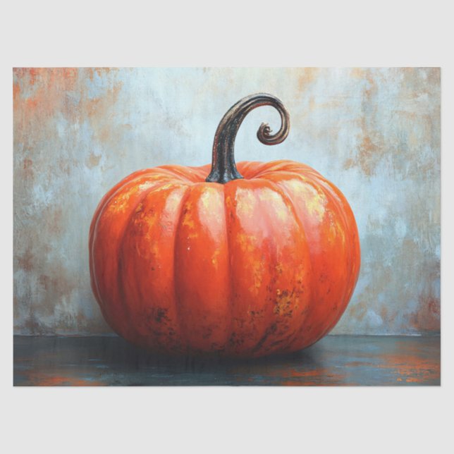 Papel De Seda Calabaza con tallo rizado decoupage (Anverso)