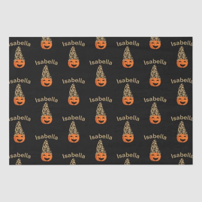 Papel De Seda Calabaza Con Un Gorra De Leopardo (Anverso)