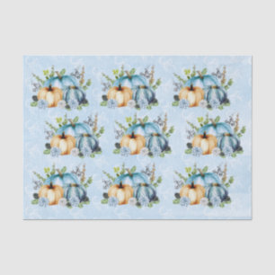 Papel De Seda Calabaza de Acuarela Azul Otoño Cosecha