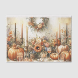 Papel De Seda Calabaza de decoupage floral de otoño