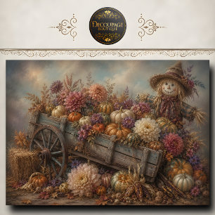 Papel De Seda Calabaza de Espantapájaros Carro de Otoño Decoupag