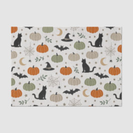 Papel De Seda Calabaza de gato minimalista de Halloween