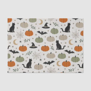 Papel De Seda Calabaza de gato minimalista de Halloween