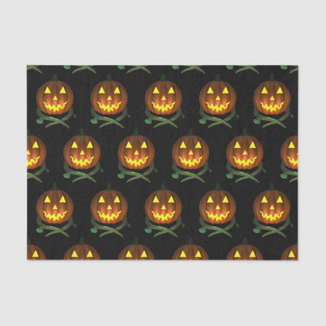 Papel De Seda Calabaza de Halloween con vides (Anverso)