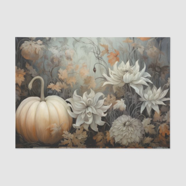 Papel De Seda Calabaza de Halloween de otoño con descomposición  (Anverso)