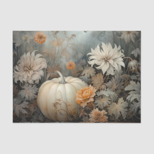 Papel De Seda Calabaza de Halloween de otoño con descomposición  (Anverso)