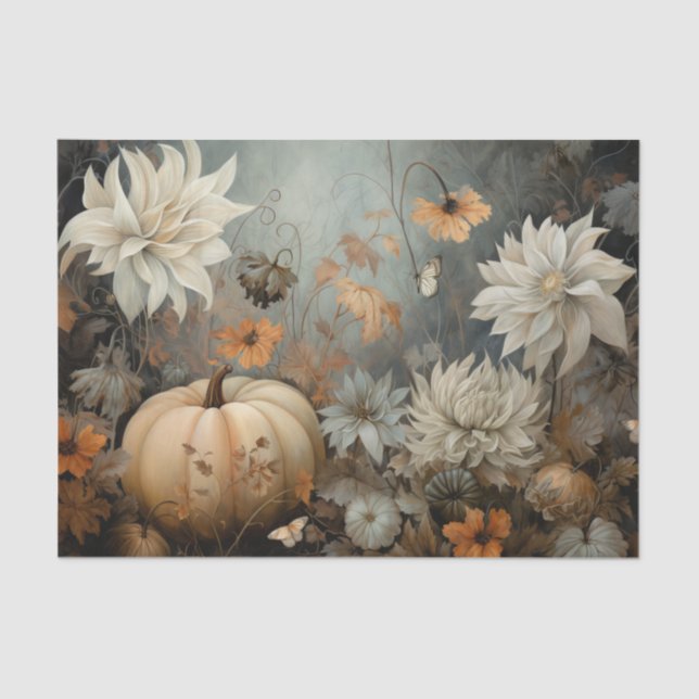 Papel De Seda Calabaza de Halloween de otoño con descomposición  (Anverso)