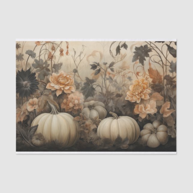 Papel De Seda Calabaza de Halloween de otoño con descomposición  (Anverso)
