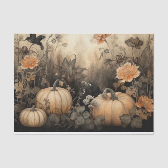 Papel De Seda Calabaza de Halloween de otoño con descomposición  (Anverso)