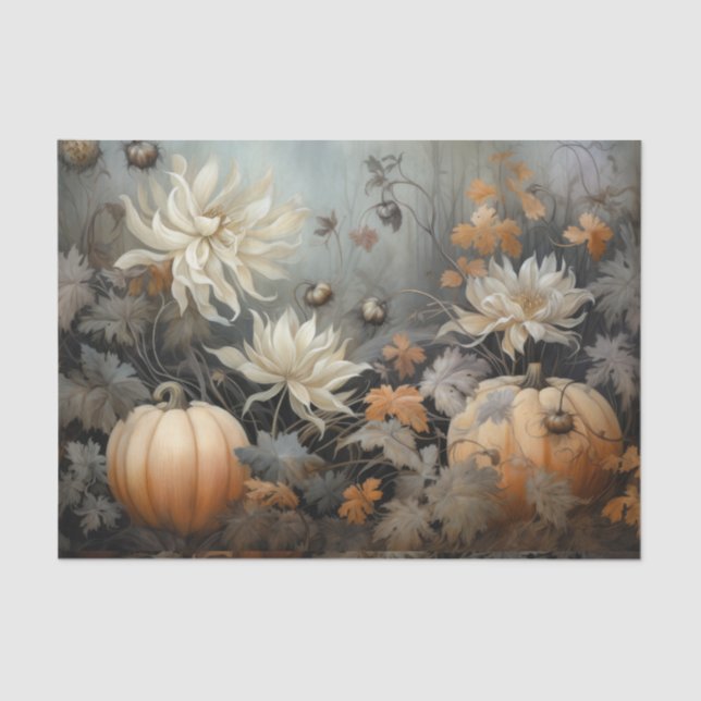 Papel De Seda Calabaza de Halloween de otoño con descomposición  (Anverso)
