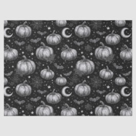 Papel De Seda Calabaza de Halloween en blanco y negro, murciélag