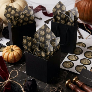 Papel De Seda Calabaza de Halloween Luna Llena y Murciélagos en