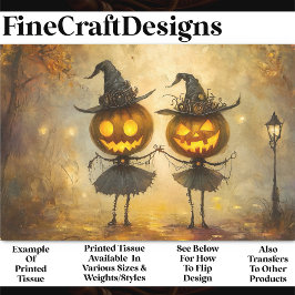 Papel De Seda Calabaza de Halloween Steampunk Brujas AA8 Decoupa