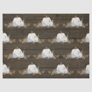 Papel De Seda Calabaza de otoño color de agua azul en madera bla