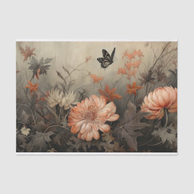 Papel De Seda Calabaza de Otoño de Halloween con Flores Decoupag (Anverso)