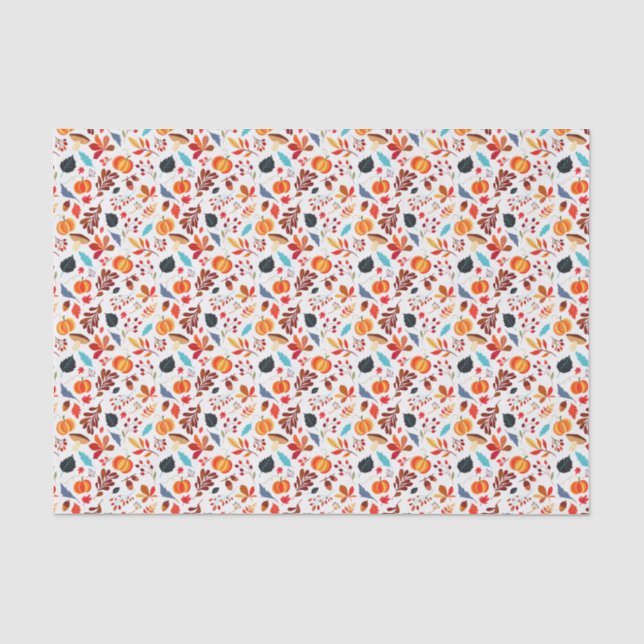 Papel De Seda Calabaza de otoño y hojas (Anverso)