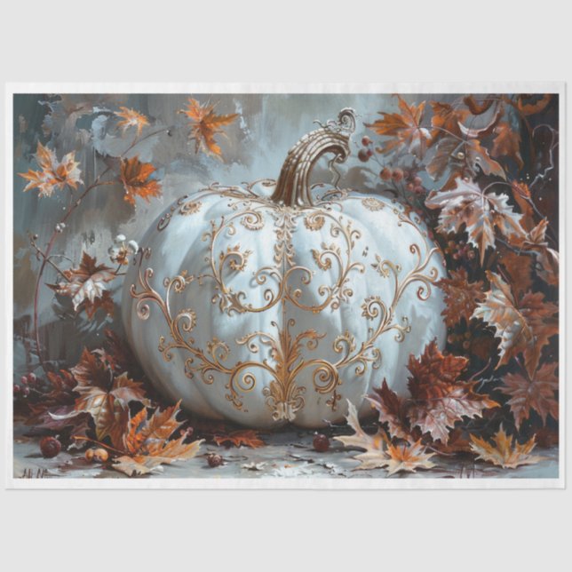 Papel De Seda Calabaza de pergamino blanco (Anverso)