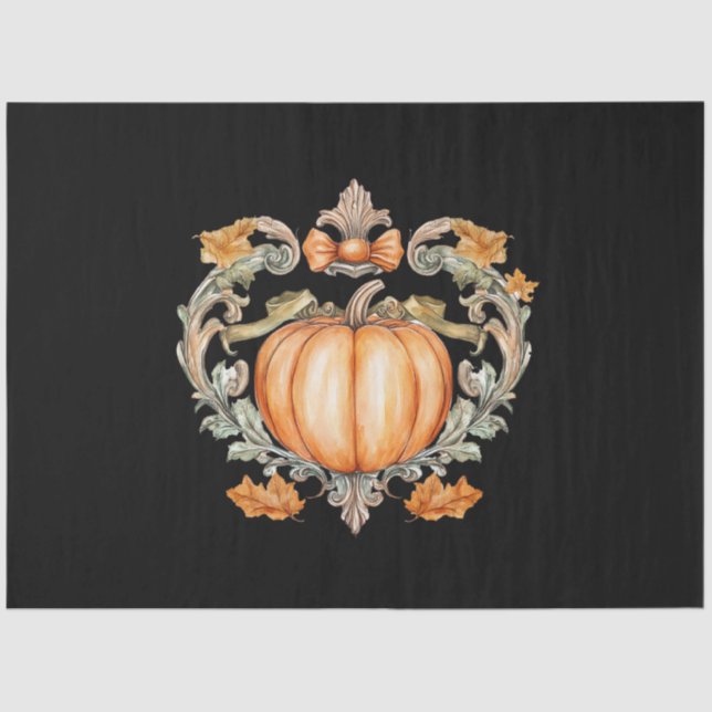 Papel De Seda Calabaza Elegante de Otoño  (Anverso)