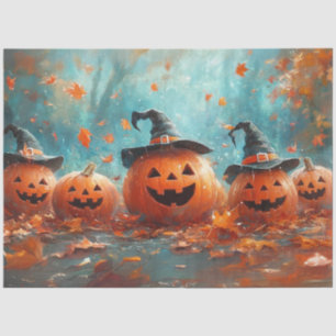 Papel De Seda Calabaza fantástica decoupage Familia Jack-o-Lante