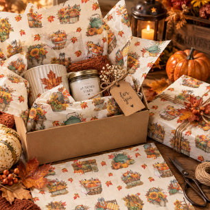 Papel De Seda Calabaza Girasol Cosecha de Otoño Crema