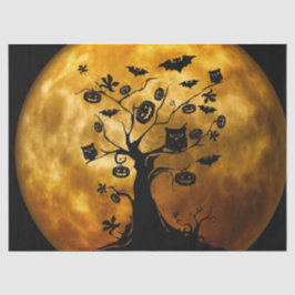 Papel De Seda Calabaza, murciélago, búho y desconchura de luna N