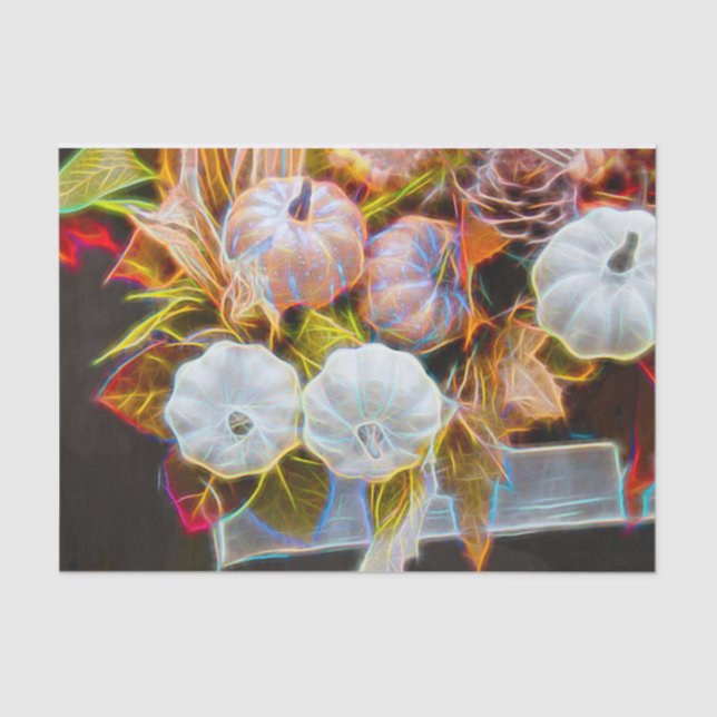 Papel De Seda Calabaza Naranja blanco otoñal brillante (Anverso)