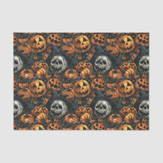 Papel De Seda Calabaza oscura de Halloween (Anverso)