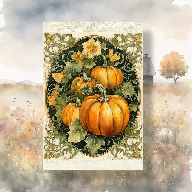 Papel De Seda Calabaza otoñal deja desenlace Art Nouveau (Subido por el creador)
