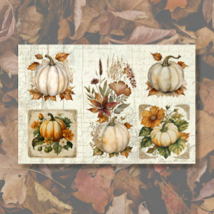 Papel De Seda Calabaza otoñal deja desenlace de madera rústica
