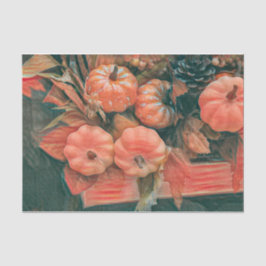 Papel De Seda Calabaza Otoño Naranja Rústico Verde País