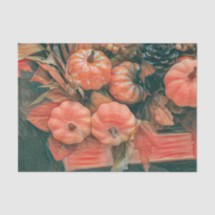 Papel De Seda Calabaza Otoño Naranja Rústico Verde País