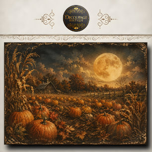 Papel De Seda Calabaza Parche Luna de Cosecha Decoupage