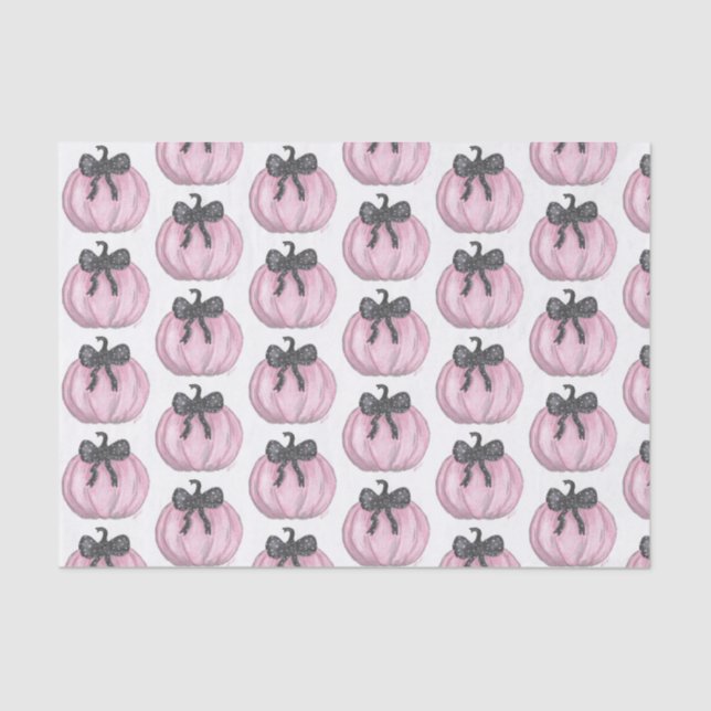 Papel De Seda Calabaza rosa con arco negro (Anverso)
