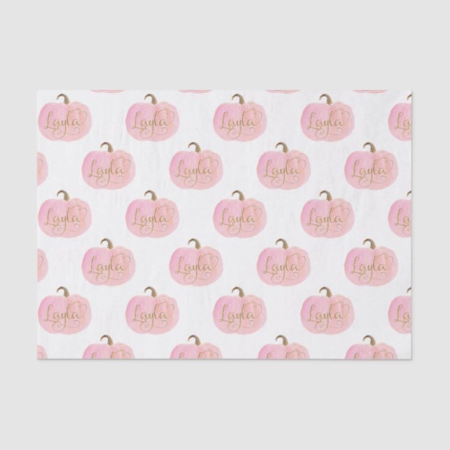 Papel De Seda Calabaza rosa Otoño Otoño Nombre personalizado de  (Anverso)