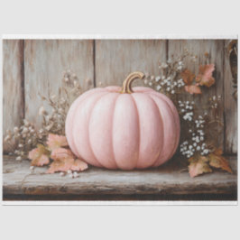 Papel De Seda Calabaza Rosa Rústica Hojas de Otoño Decoupage