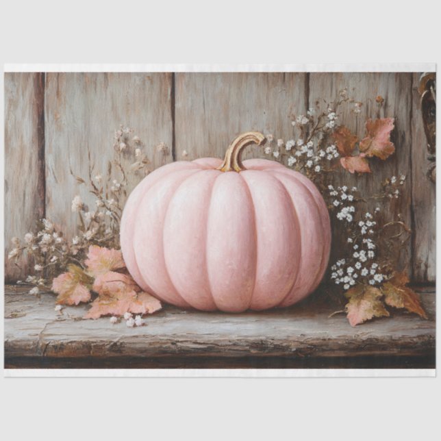 Papel De Seda Calabaza Rustica Rosa Otoño Sale De La Desnuda (Anverso)