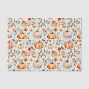 Papel De Seda Calabaza y flores otoñales caen en descomposición