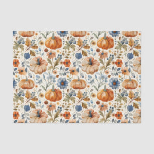 Papel De Seda Calabaza y flores otoñales caen en descomposición