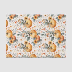 Papel De Seda Calabaza y flores otoñales caen en descomposición