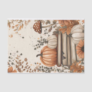 Papel De Seda Calabaza y flores otoñales caen en descomposición