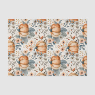 Papel De Seda Calabaza y flores otoñales caen en descomposición