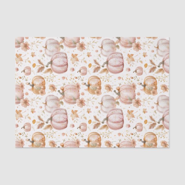 Papel De Seda Calabaza y flores otoñales caen en descomposición (Anverso)