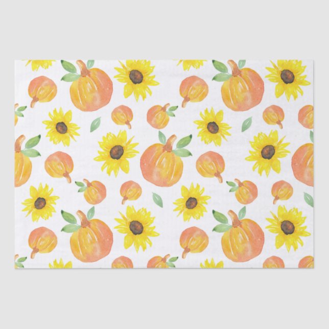 Papel De Seda Calabazas acuáticas y girasoles (Anverso)
