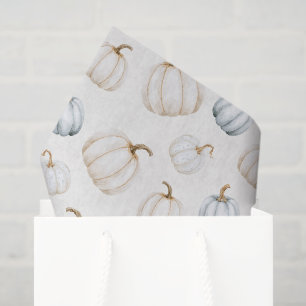 Papel De Seda Calabazas azules blancas de otoño suave