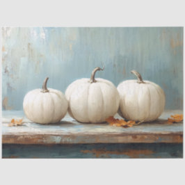 Papel De Seda Calabazas blancas en la mesa azul vintage