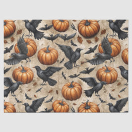 Papel De Seda Calabazas, Cuervos y Murciélagos Patrón de Hallowe