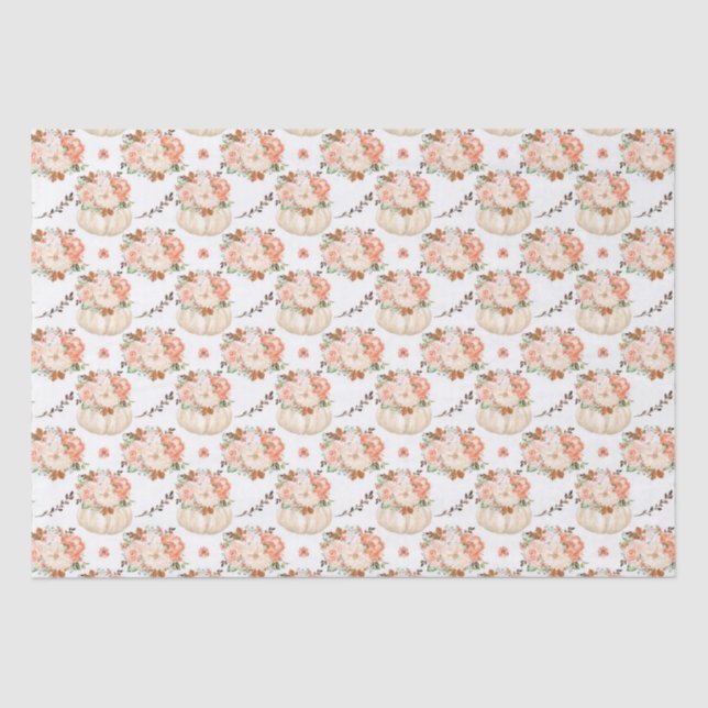 Papel De Seda Calabazas de boho y patrón floral (Anverso)