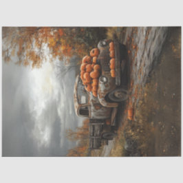 Papel De Seda Calabazas de Camioneta Oxidada Vintage Otoño